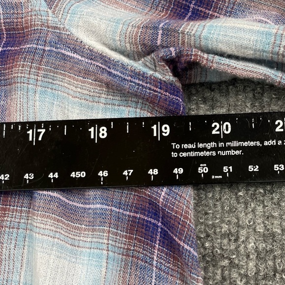 Free People Shirt Womens 0 Blue Purple Plaid Button Down 100% Cotton Lightweight - Picture 7 of 12
